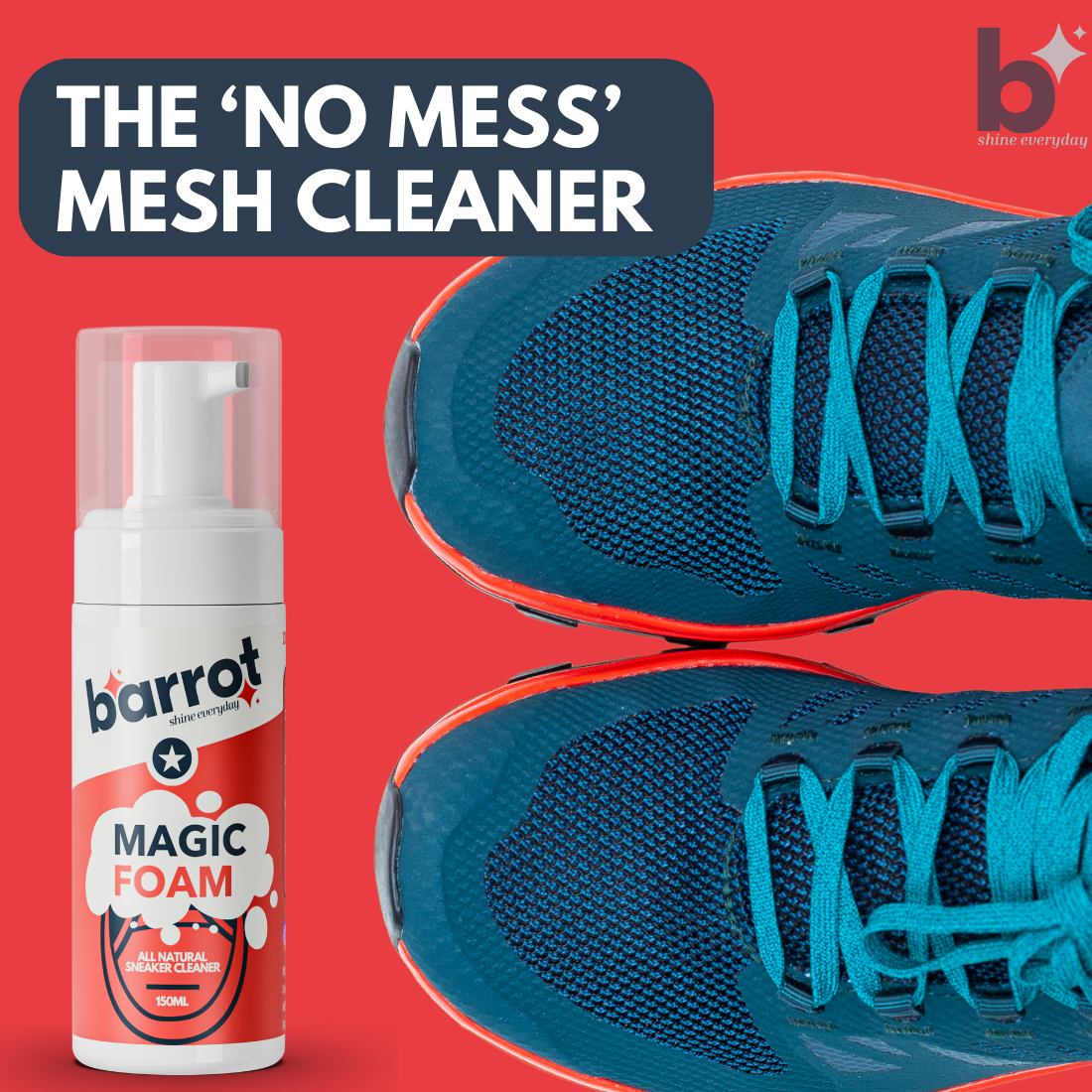 BARROT Magic Foam Sneaker Cleaning Kit | Includes 150ml Magic Foam 150 ML Refill, Pocket Brush