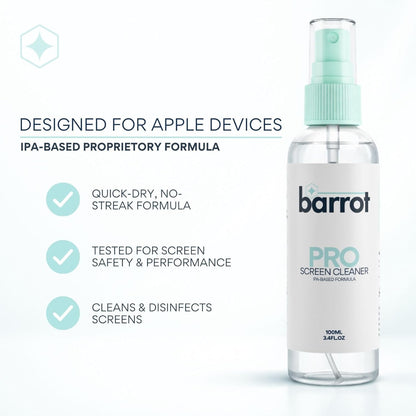 BARROT Screen Cleaning Kit (100ml)- Designed For Apple & Other Devices | IPA Based