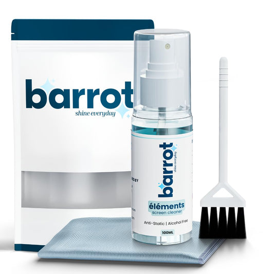 BARROT Elements Laptop & Mobile Cleaning Kit | Designed for Laptops, Mobiles, Tablets, Camera Lenses, Earbuds & More | Includes 100ml Screen Cleaner, Soft Nylon Brush, 20x20CM Premium Microfiber