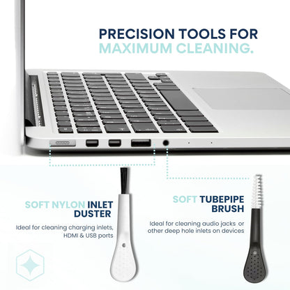 BARROT Essentials Mini Device Cleaning Kit | Designed for Laptops, Mobiles, Tablets, Camera Lenses, Earbuds & More | Includes 50ML Screen Cleaner, 3X Precision Brushes  20x20CM Premium Microfiber